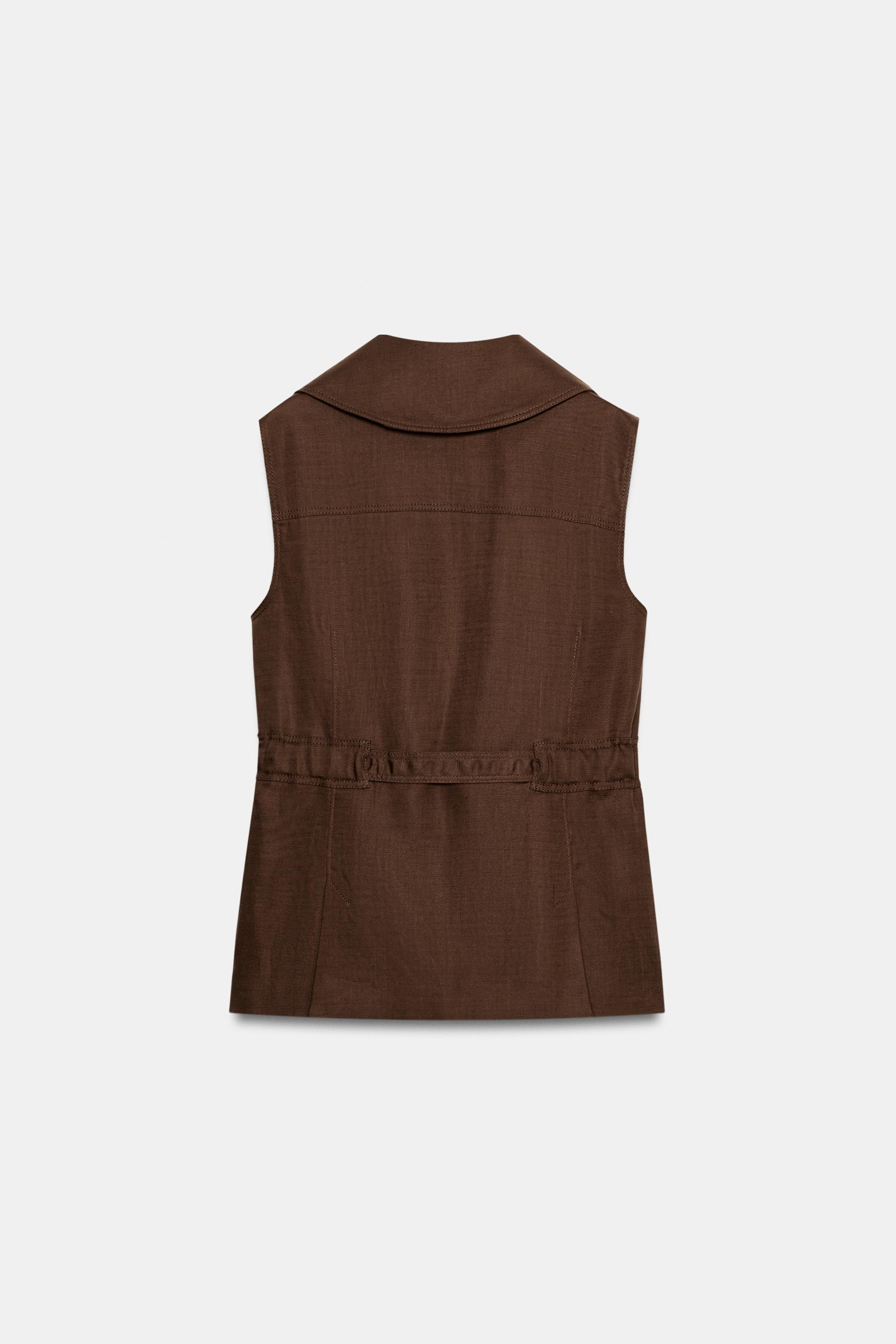 GILET EN LIN AVEC CEINTURE